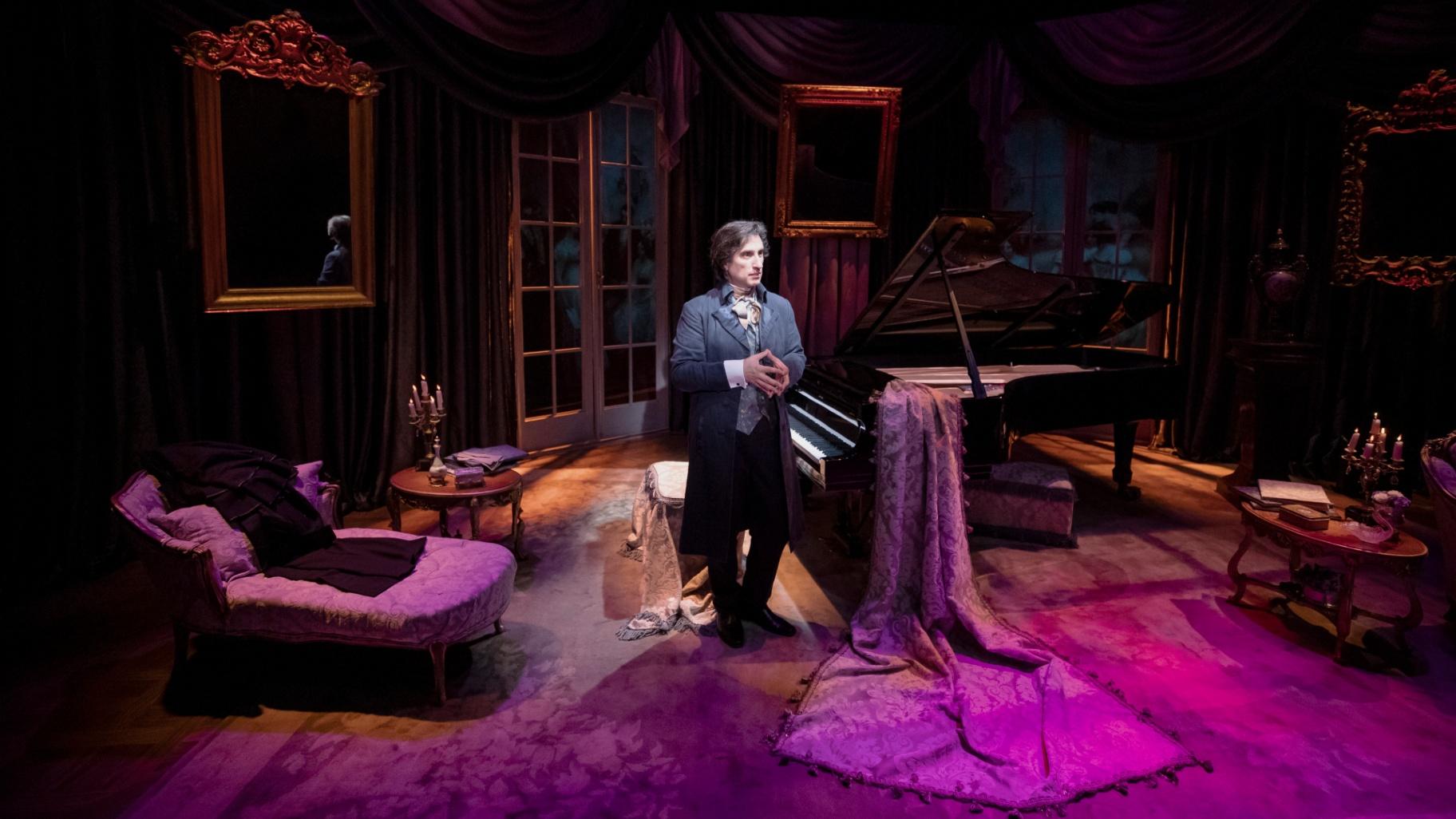 Hershey Felder in “Monsieur Chopin, A Play With Music.” The show runs at Writers Theatre in Glencoe through May 12. (Courtesy of Hershey Felder)