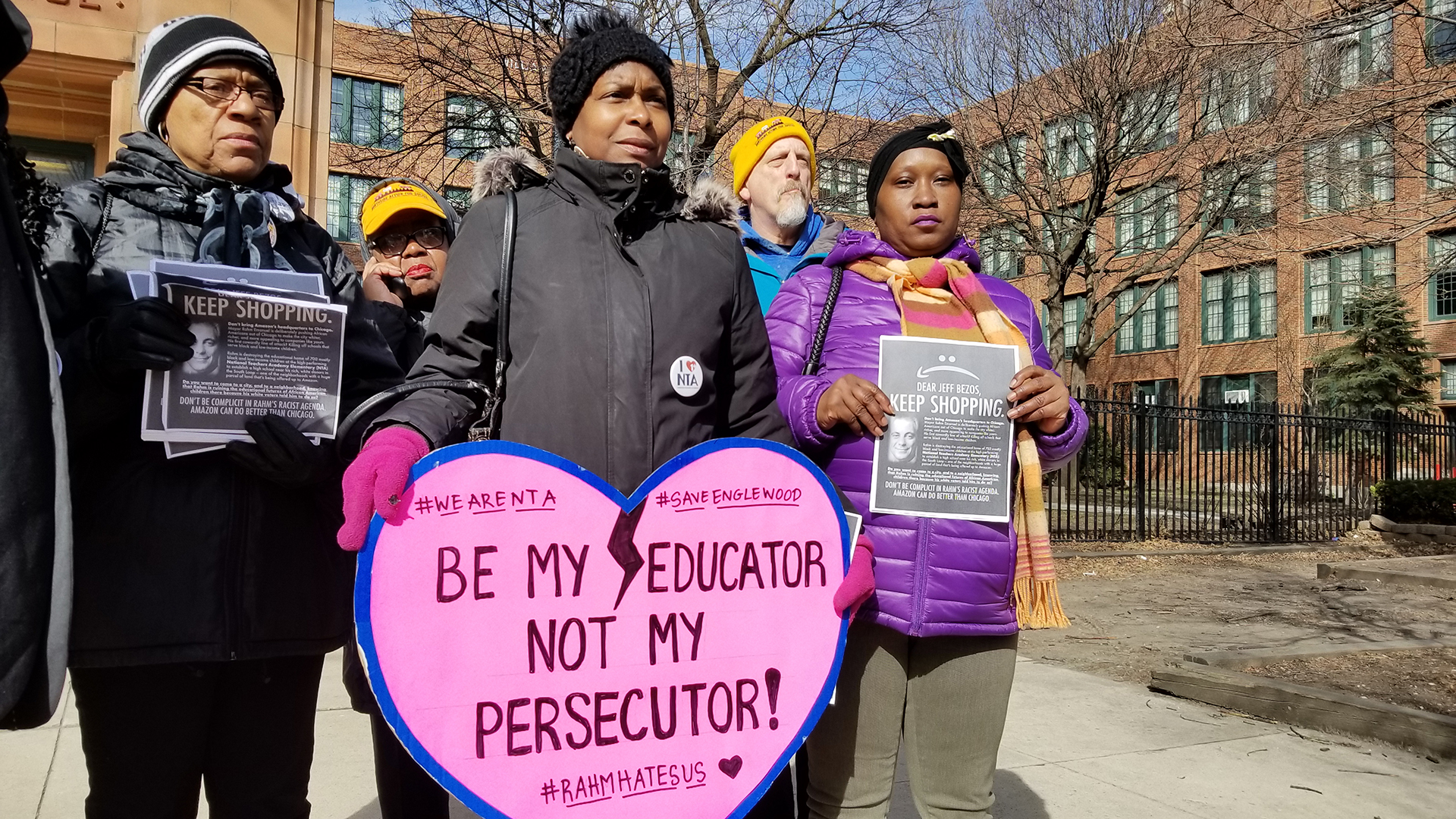 Parents and activists say they will oppose Chicago’s pursuit of Amazon’s second headquarters unless the city decides against closing a handful of public schools.