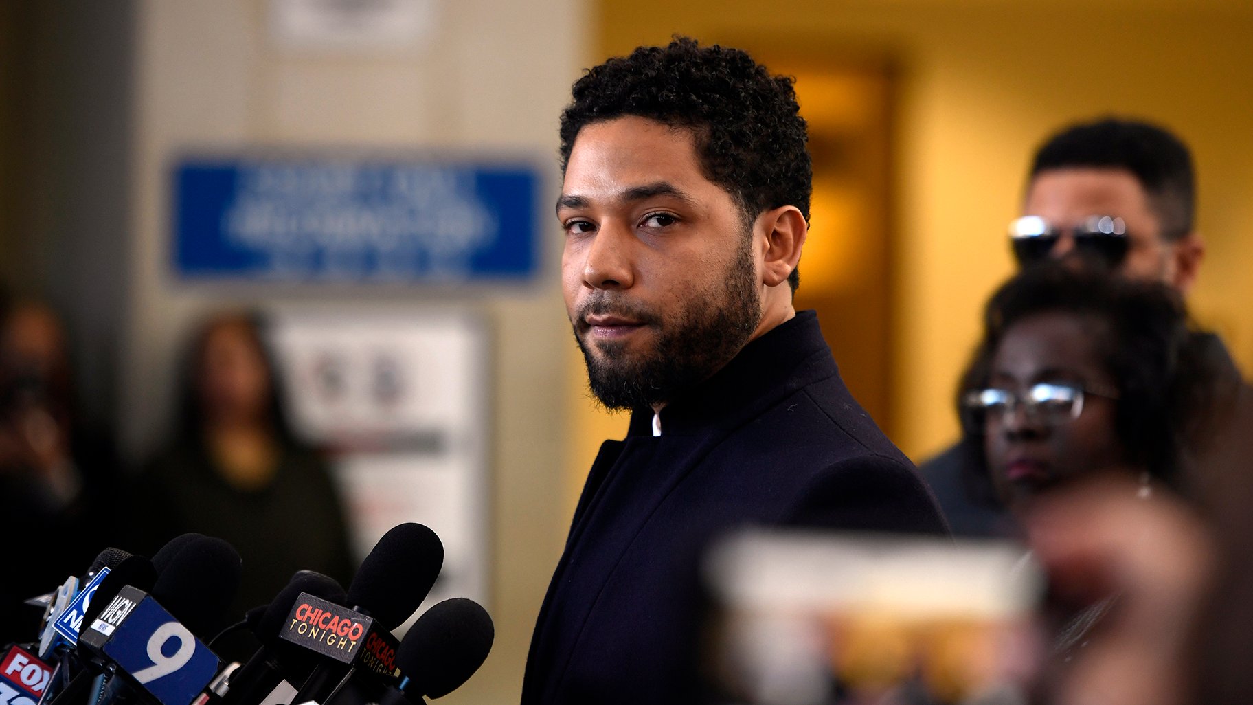 Actor Jussie Smollett talks to the media before leaving Cook County Court after his charges were dropped, Tuesday, March 26, 2019. (AP Photo / Paul Beaty)