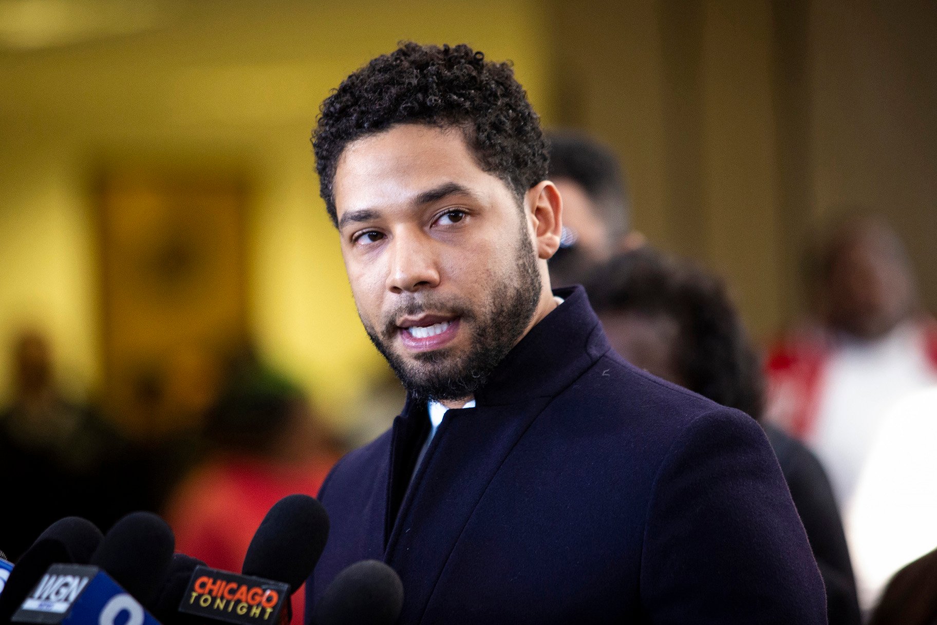 Actor Jussie Smollett leaves the Leighton Criminal Courthouse in Chicago on Tuesday March 26, 2019, after prosecutors dropped all charges against him. (Ashlee Rezin / Chicago Sun-Times via AP)