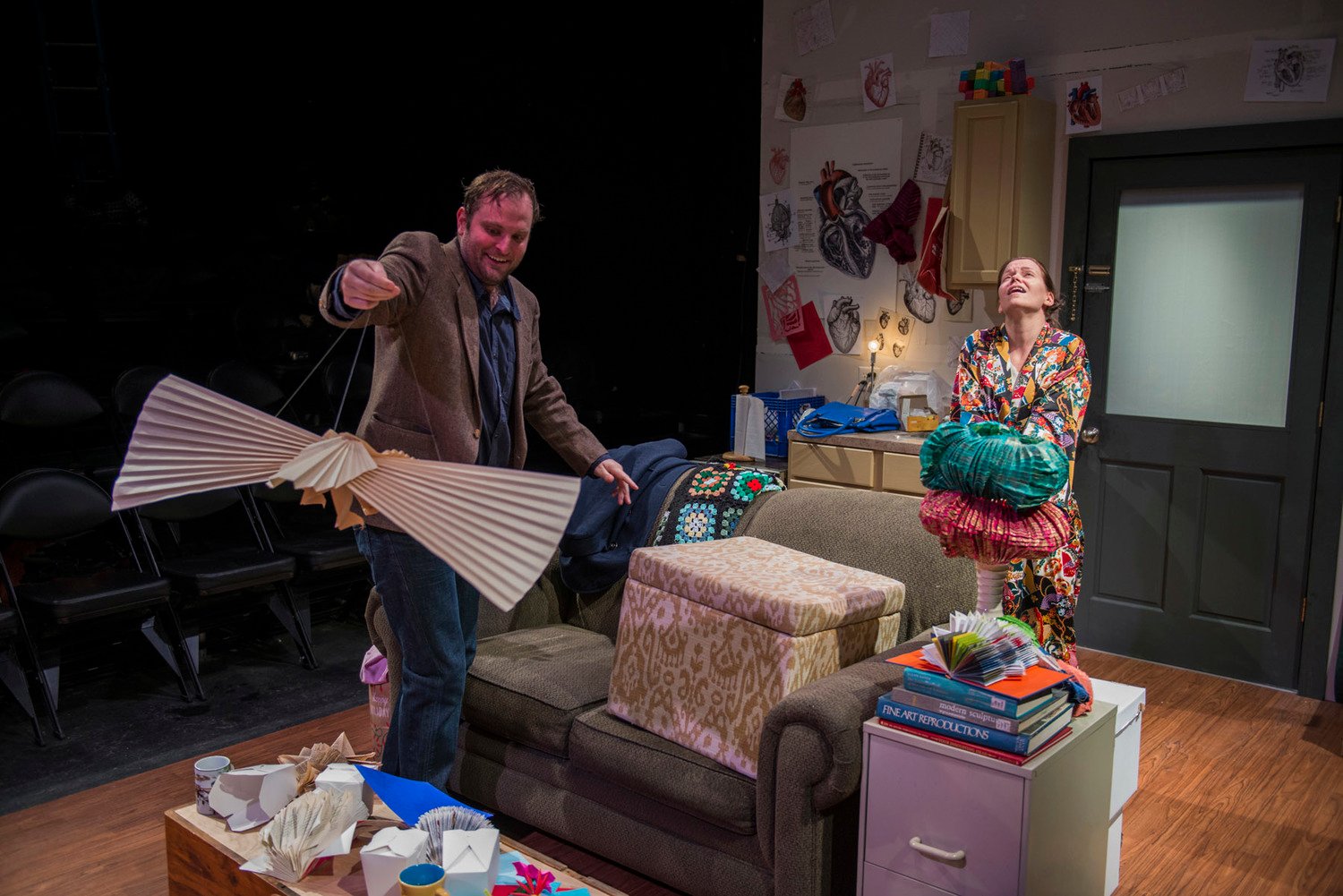Joe Wiens and Cortney McKenna perform in ‘Animals Out of Paper.’ (Michael Brosilow).