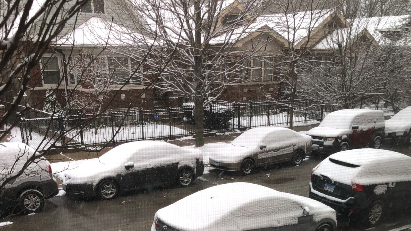 Chicagoans woke up to a covering of snow Wednesday. (Patty Wetli / WTTW)
