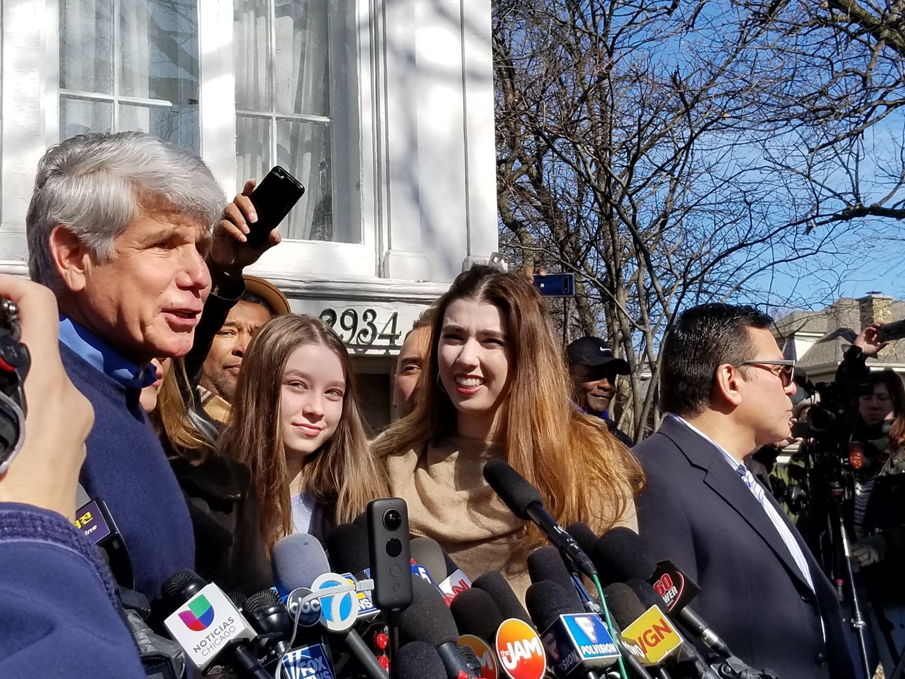 Former Illinois Gov. Rod Blagojevich speaks to the media on Wednesday, Feb. 19, 2020. (Matt Masterson / WTTW News)