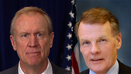 Gov. Bruce Rauner, left, House Speaker Michael Madigan