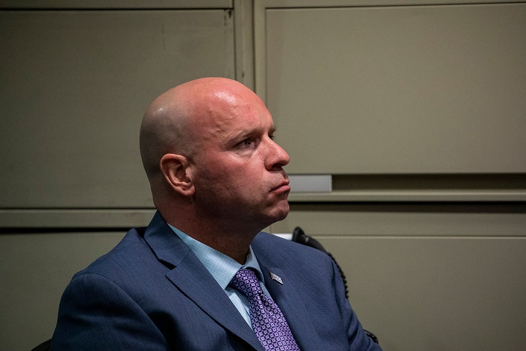 Ex-Officer Joseph Walsh at a pretrial hearing on Tuesday, Oct. 30, 2018. (Zbigniew Bzdak / Chicago Tribune / Pool)