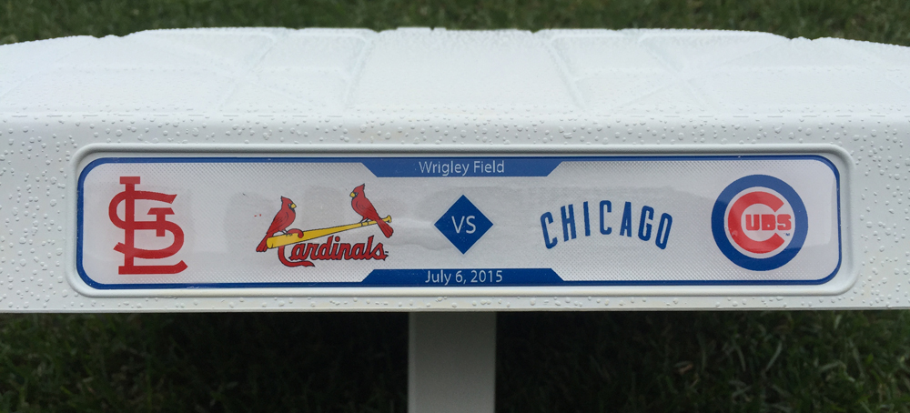 A Wrigley Field game-used base (Courtesy of Cubs Authentics)