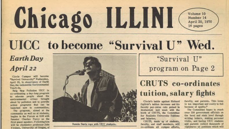 The University of Illinois at Chicago Circle (now UIC) was a hub for the first Earth Day. (Courtesy UIC archives)