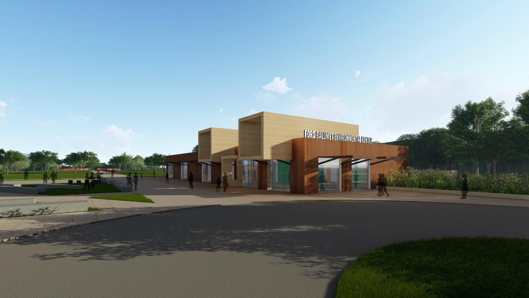 A rendering of the Ford Calumet Environmental Center, set to open in late spring or early summer. (Facebook / Ford Calumet Environmental Center)