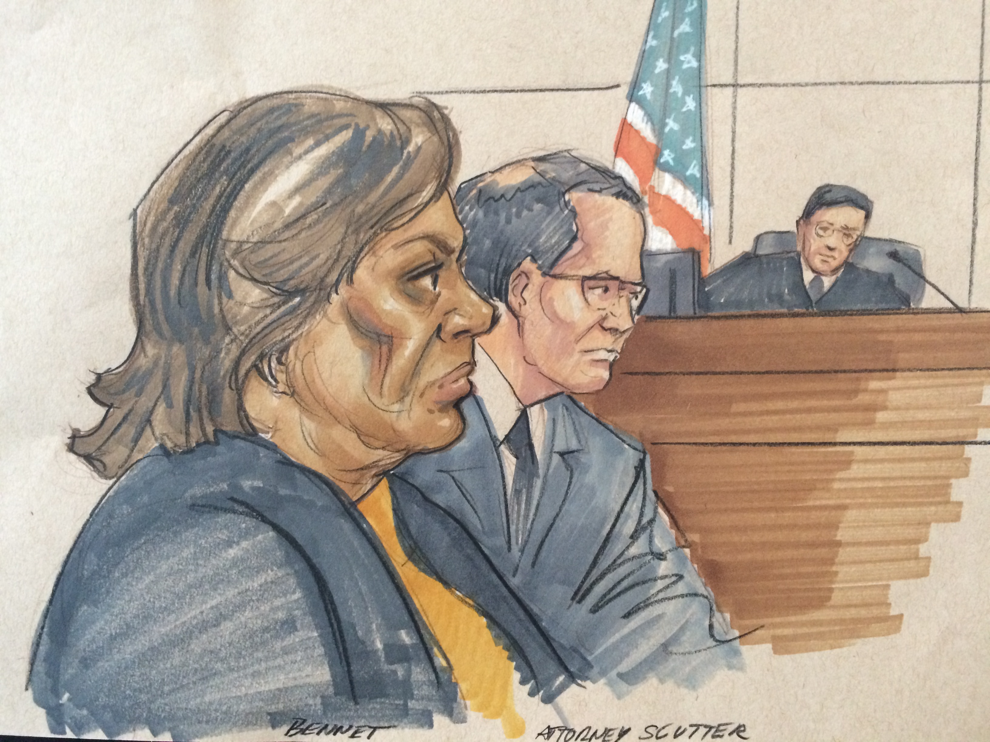 Courtroom sketch of Barbara Byrd-Bennett (Thomas Gianni)