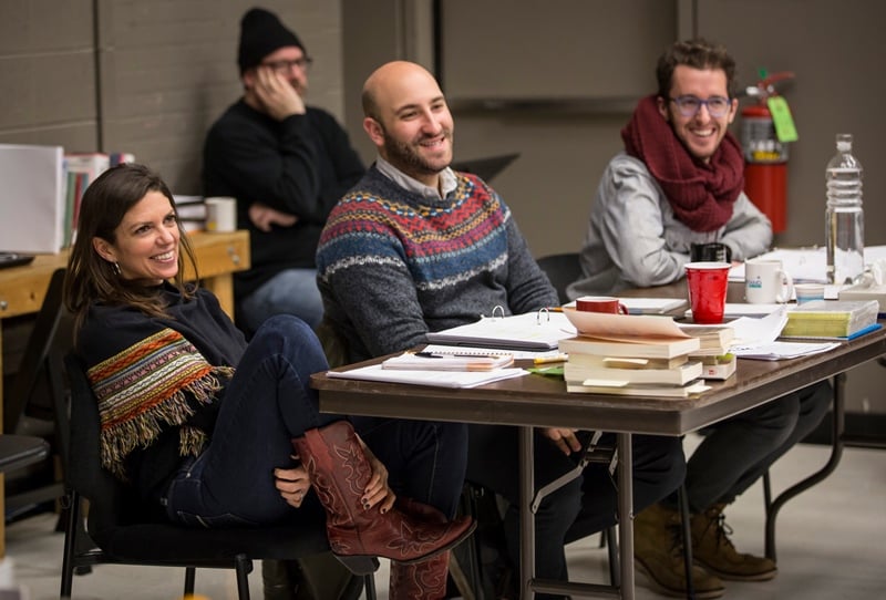 Kimberly Senior and Associate Director Nate Silver at rehearsal for Disgraced at Goodman Theatre