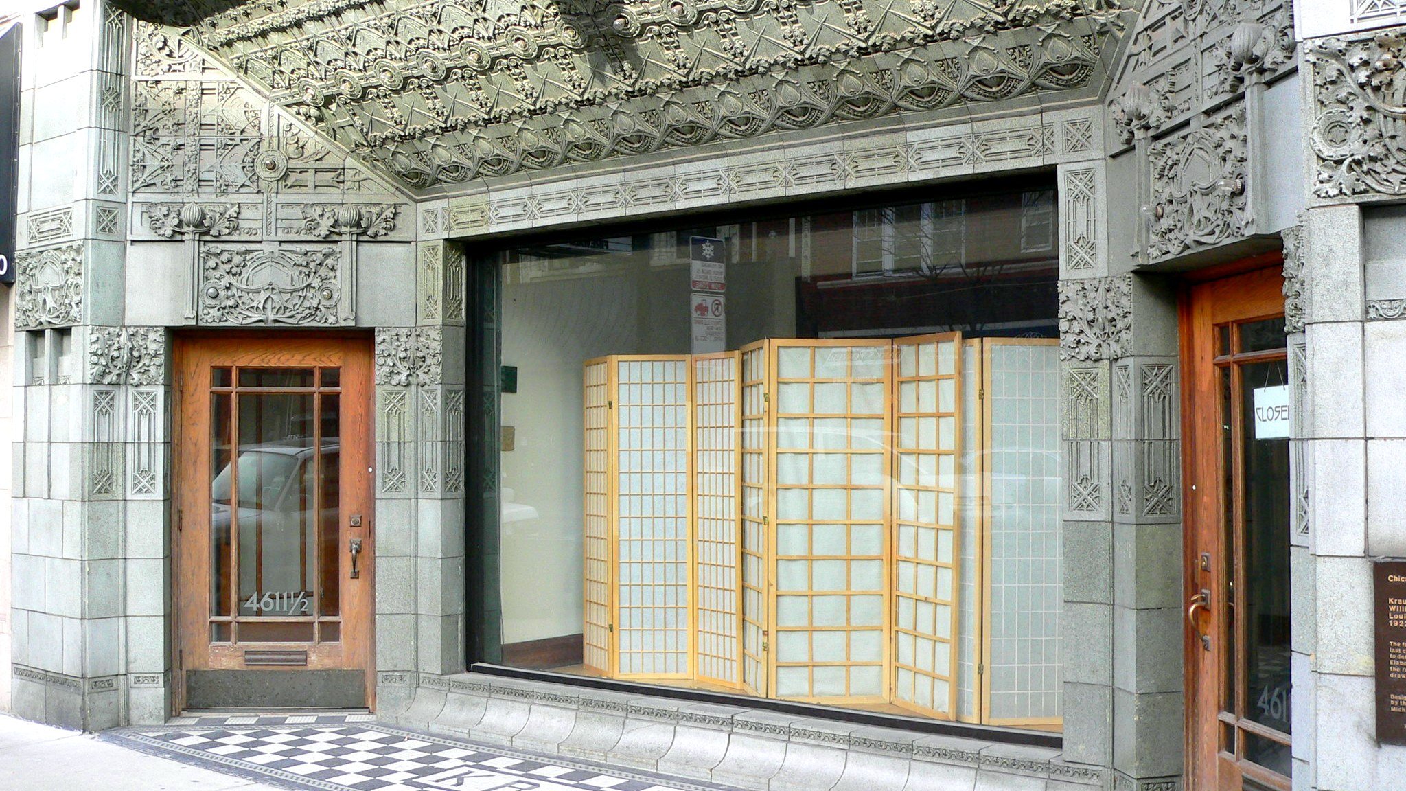 Louis Sullivan’s trademark flourishes are evident in the facade of his final building, now for sale in Lincoln Square. (Steve Silverman / Flickr)