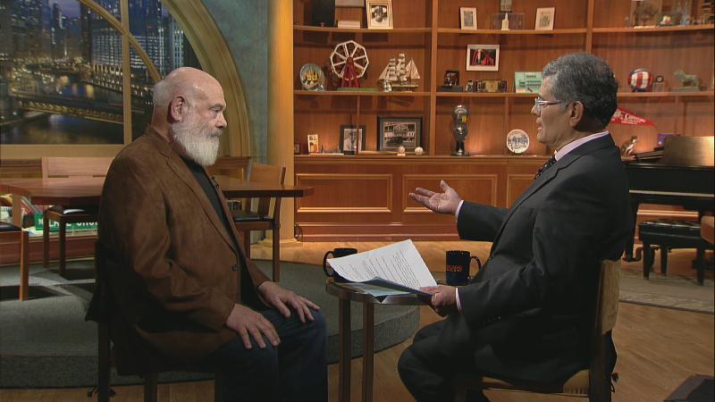 Dr. Andrew Weil on the "Chicago Tonight" set with Phil Ponce.
