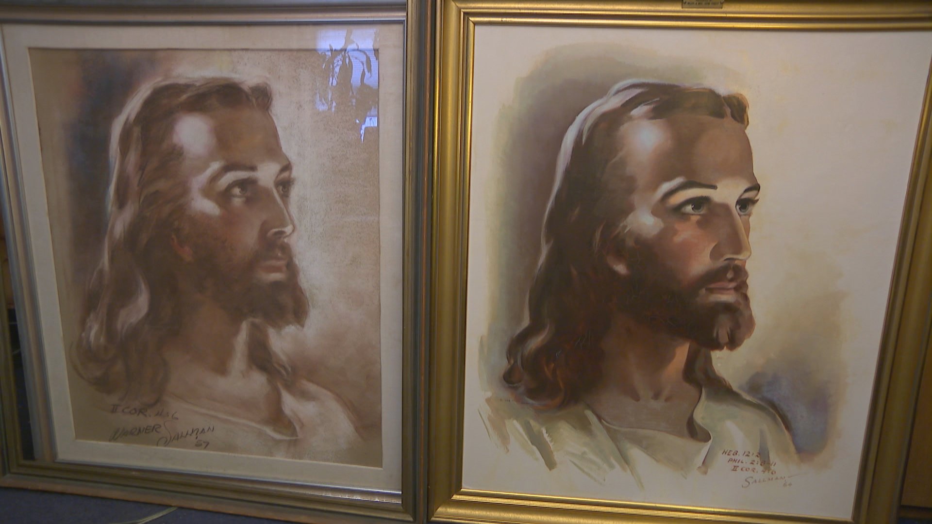 Two original versions of Warner Sallman's “Head of Christ” found in a local Salvation Army.