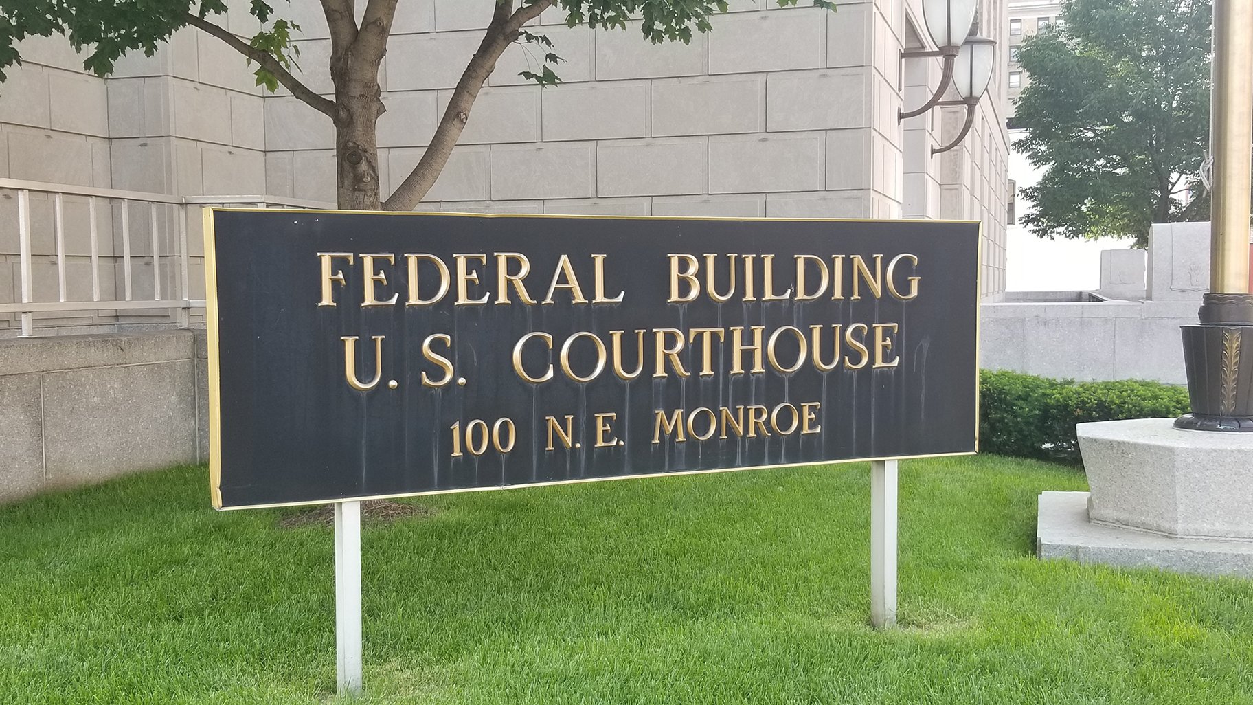 The Federal Building and U.S. Courthouse in Peoria, Illinois where Brendt Christensen is currently on trial. (Matt Masterson / WTTW News)