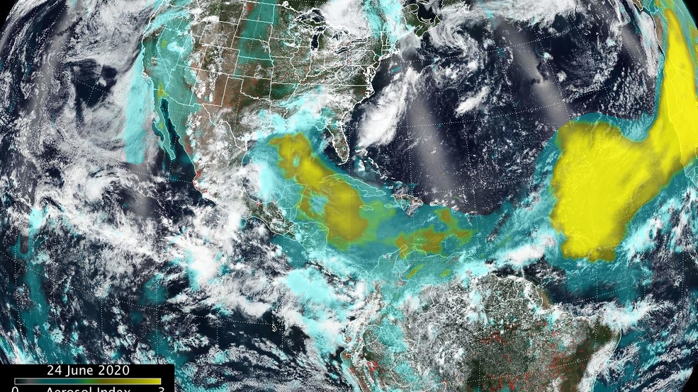 Satellite image of the Godzilla dust cloud. (NASA)