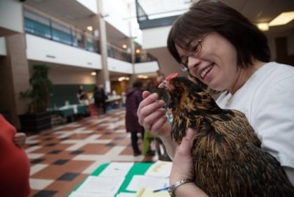 Jennifer Murtoff at the Urban Livestock Expos; photo courtesy of Angelic Organics