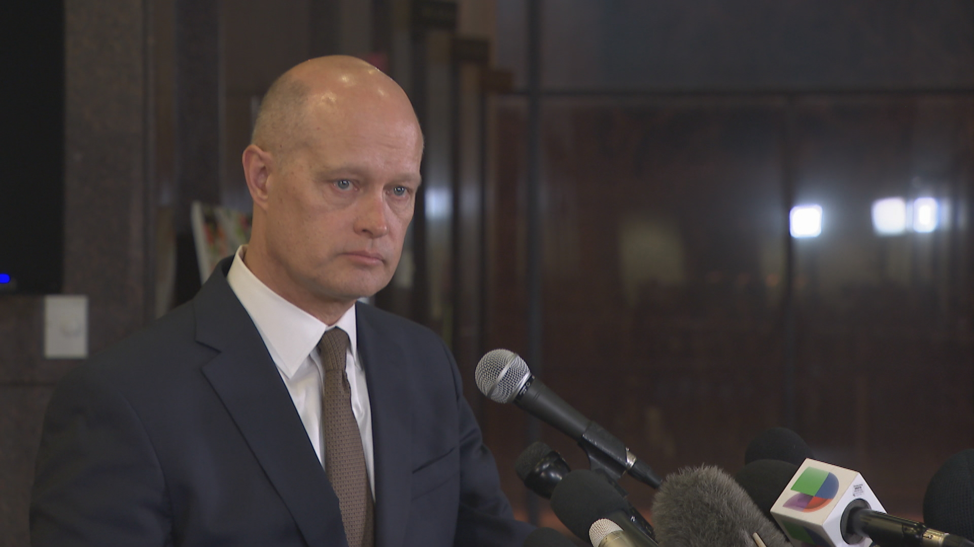 Special prosecutor Joseph McMahon addresses the media shortly after Jason Van Dyke's sentence was announced Friday, Jan. 18, 2019.