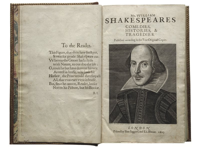 A page from one of the Folger Library copies of the First Folio, a collection of Shakespearean plays published shortly after the Bard's death. (Courtesy of Folger Shakespearean Library)