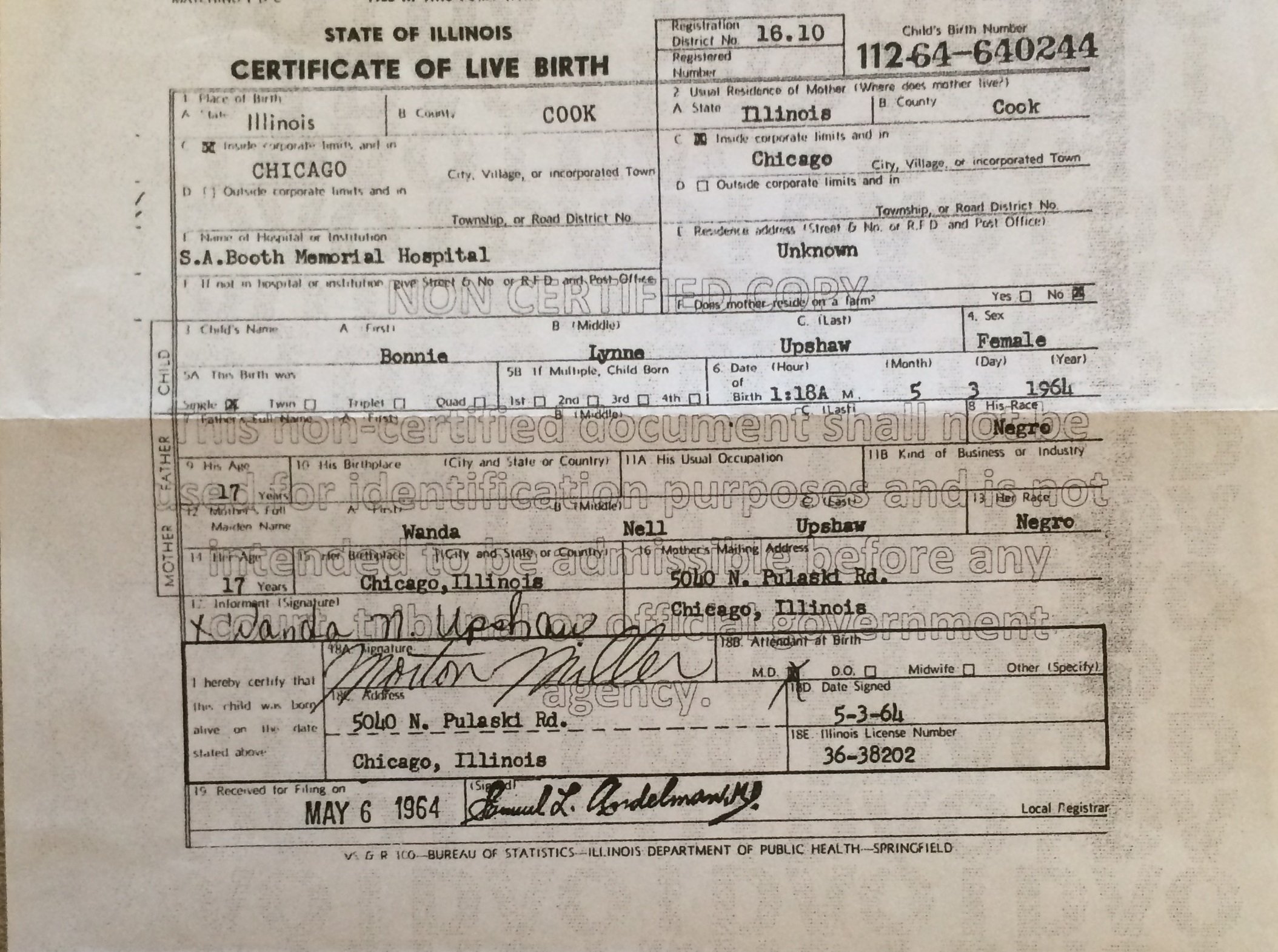 Illinois Birth Certificate Template