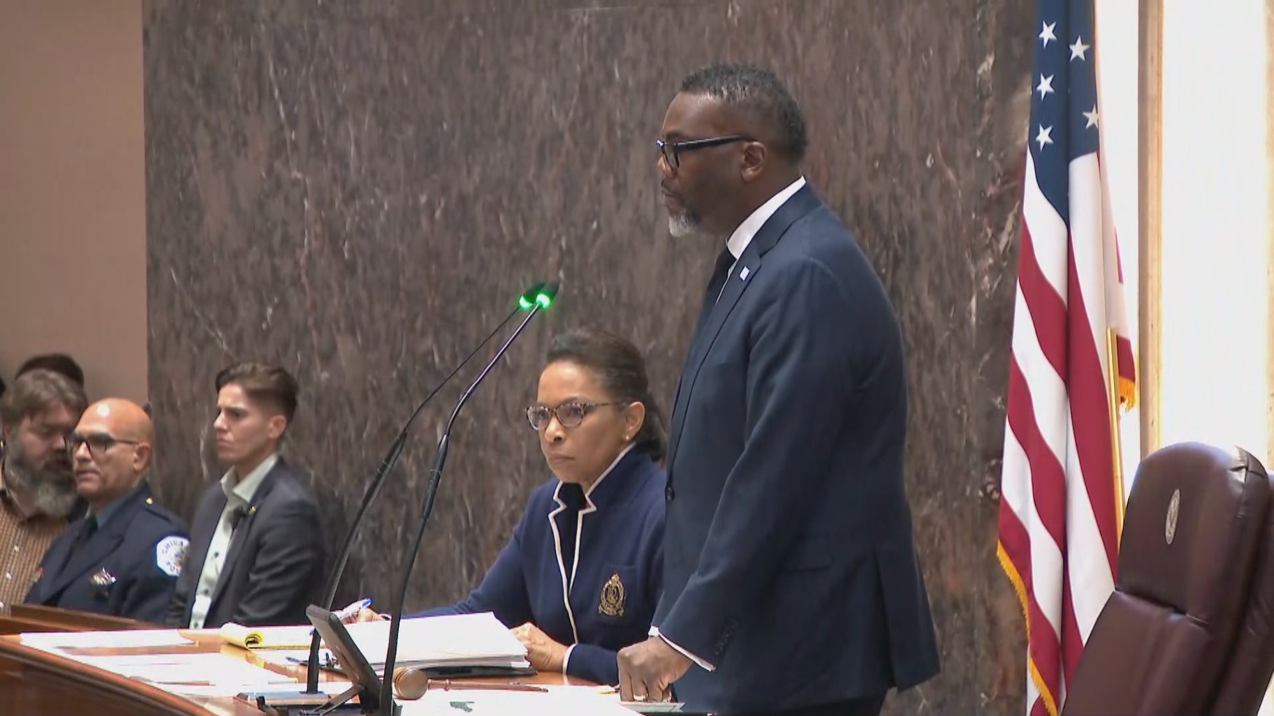 Mayor Brandon Johnson presides over the meeting of the Chicago City Council on Dec. 16, 2024. (WTTW News)