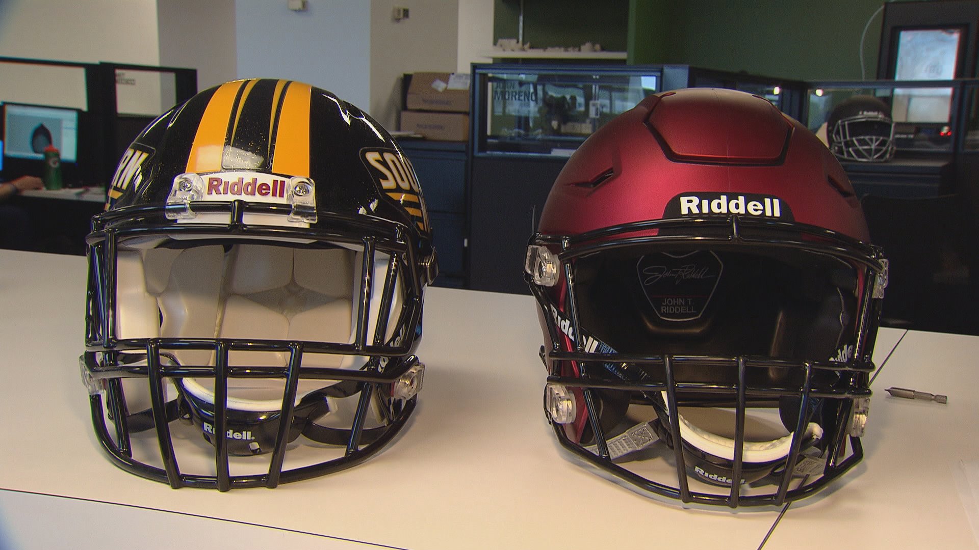 Football helmet with liquid padding may prevent concussions