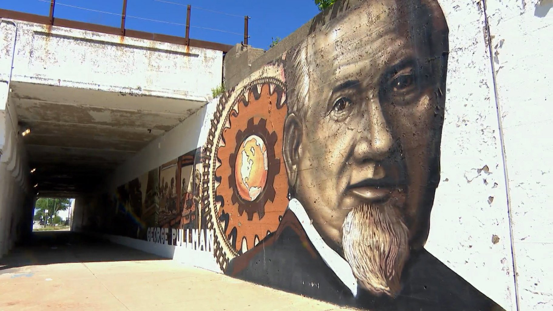 Mural on tunnel wall