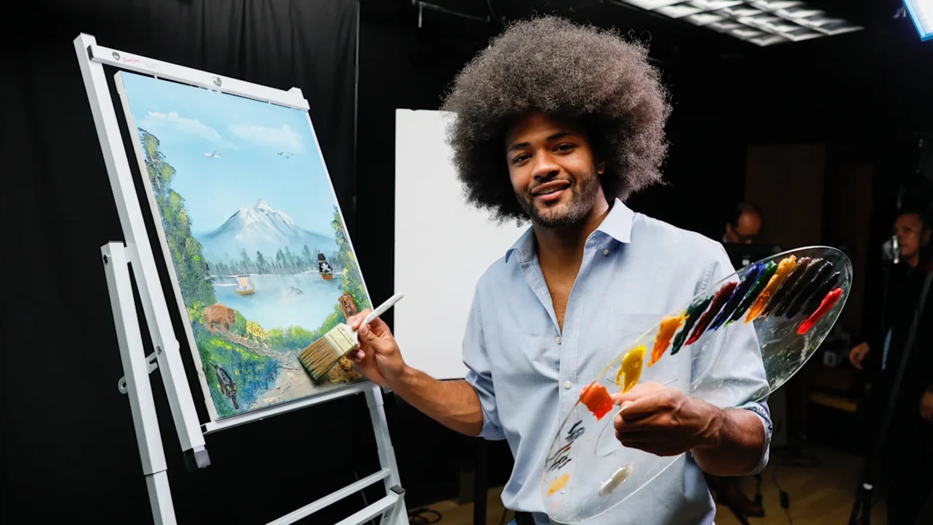 Behind the Scenes of the Bears’ Bob Ross-Themed Schedule Reveal With Rome Odunze