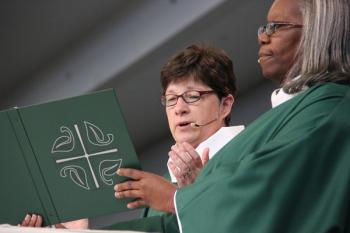 ELCA Presiding Bishop-elect Elizabeth Eaton over the summer.