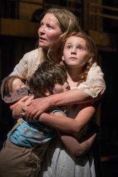 Ensemble member Joan Allen with Daniel Pass and Emma Gordon; Photo by Michael Brosilow; Courtesy of Steppenwolf Theatre Company 