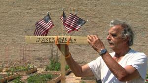 Leonard Lauricella lives a half block away from a community garden in Edgewater; he comes daily in memory of his grandson