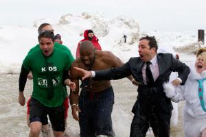 Jimmy Fallon, Israel Idonije, Brian Bannon and Mike Kelly participate in the Polar Plunge