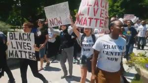 Trauma Care Coalition activists at a march in June.