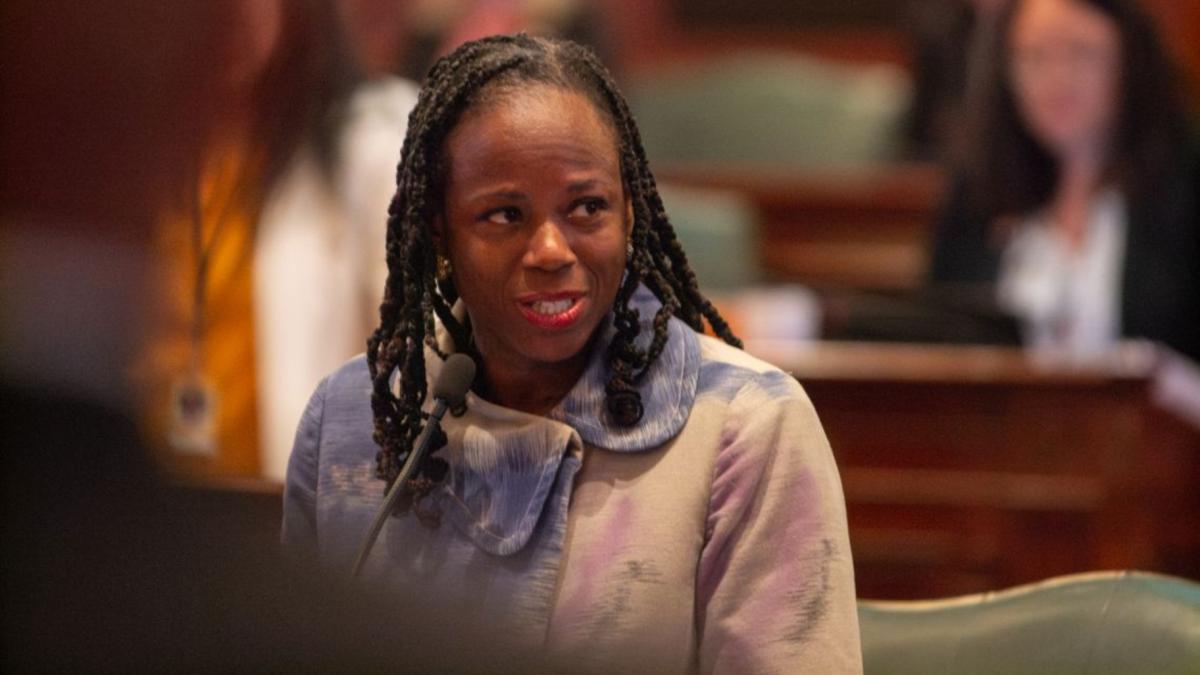State Rep. Carol Ammons, D-Urbana, speaks on the House floor on May 21, 2026. (Jerry Nowicki / Capitol News Illinois)