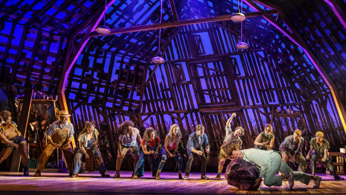 The Chicago cast of “Shucked.” (Photos by Matthew Murphy and Evan Zimmerman)