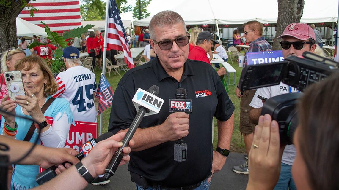 Former state senator and unsuccessful candidate for governor and later Congress Darren Bailey is pictured at the 2023 Illinois State Fair during his unsuccessful congressional campaign. (Jerry Nowicki / Capitol News Illinois)