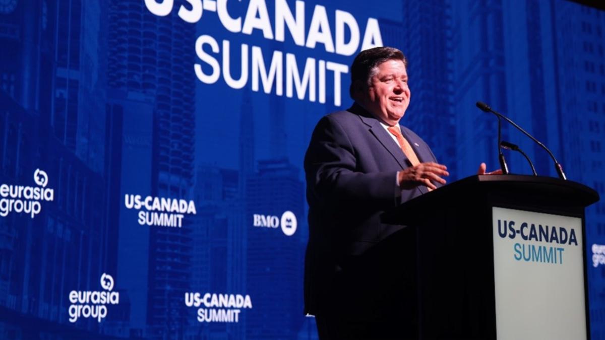 Gov. J.B. Pritzker makes keynote remarks at the U.S.-Canada Summit in June 2024. (Photo provided by the Office of Gov. J.B. Pritzker)