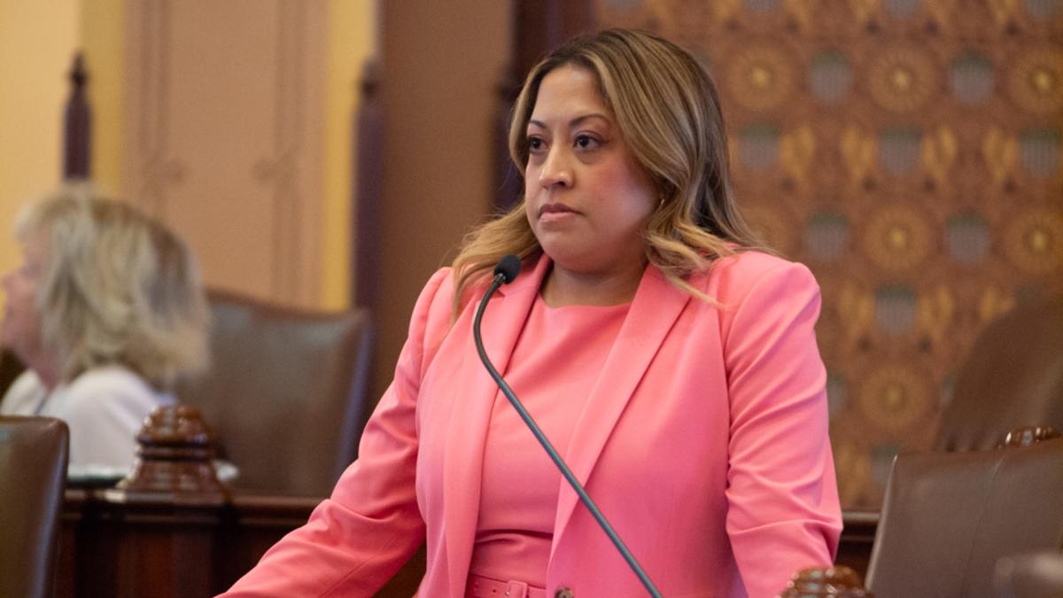State Sen. Celina Villanueva, D-Chicago, on the House floor in May 2025. (Capitol News Illinois file photo) 