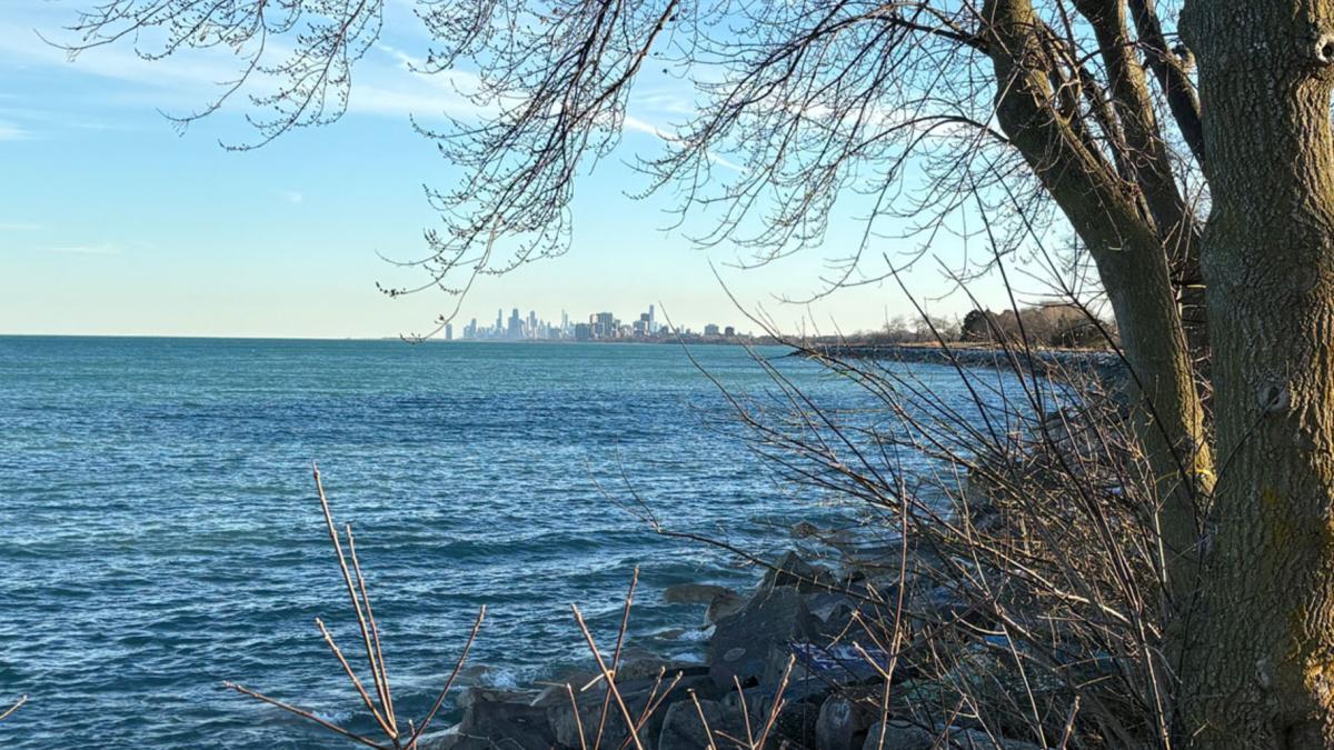 The Chicago skyline as pictured across Lake Michigan from Evanston. (Jerry Nowicki / Capitol News Illinois)