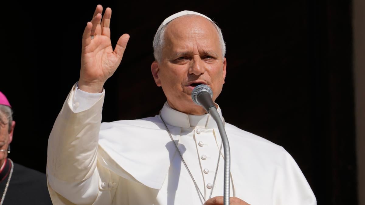FILE - Pope Leo XIV delivers his blessing as he visits Pavia's Cathedral, northern Italy, on June 20, 2026. (AP Photo / Luca Bruno, File)
