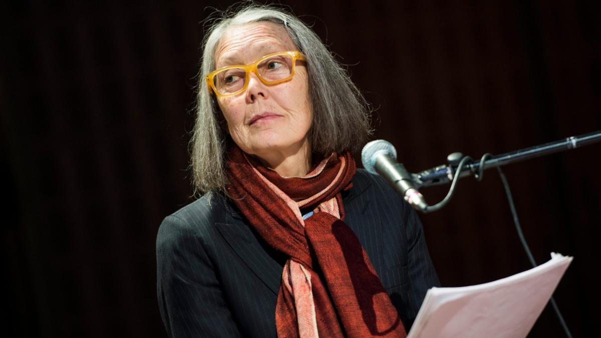 Canadian poet Anne Carson, winner of the 2026 Nobel Prize in Literature, performs her work "Antigonick" at the Moderna Museet art gallery in Stockholm, Sweden, Aug. 5, 2015. (Pontus Lundahl / TT News Agency via AP)
