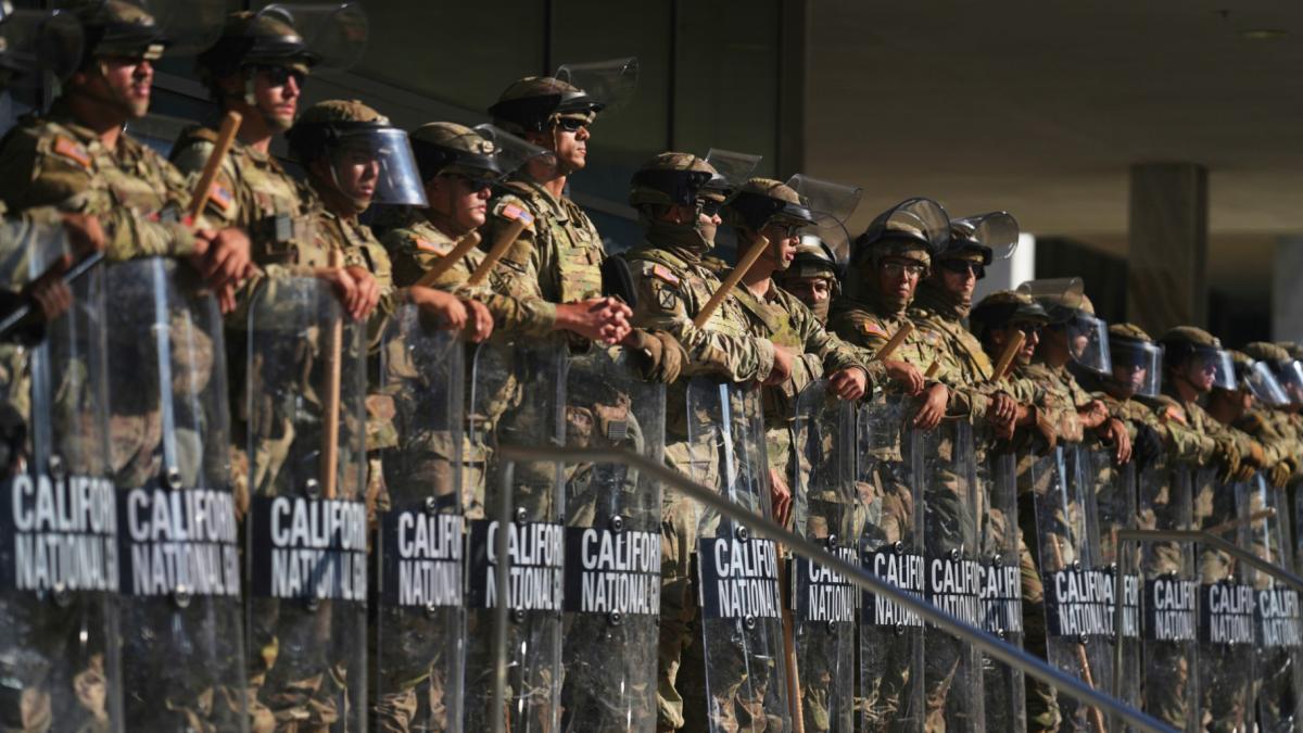 California National Guard are positioned at the Federal Building, June 10, 2025, in downtown Los Angeles. (AP Photo / Eric Thayer, File)