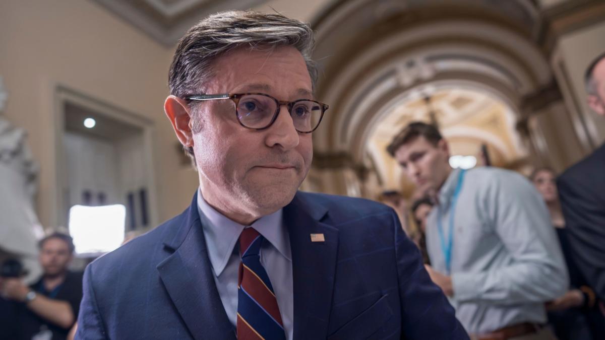 Speaker of the House Mike Johnson, R-La., leaves without taking any questions from reporters after finishing a series of votes on President Donald Trump's priorities, at the Capitol in Washington, Wednesday, July 22, 2026. (AP Photo / J. Scott Applewhite)