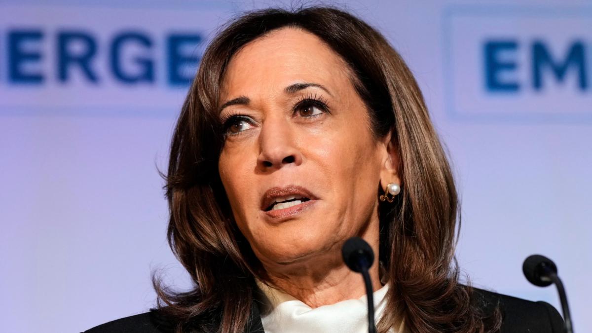 Former Vice President Kamala Harris delivers the keynote speech at the Emerge 20th Anniversary Gala in San Francisco, Wednesday, April 30, 2025. (AP Photo / Godofredo A. Vásquez)