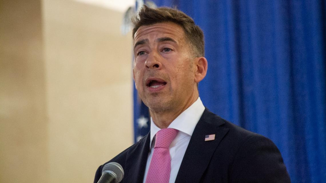 Secretary of State Alexi Giannoulias speaks at an event in Springfield on May 28, 2025. (Jerry Nowicki / Capitol News Illinois) 