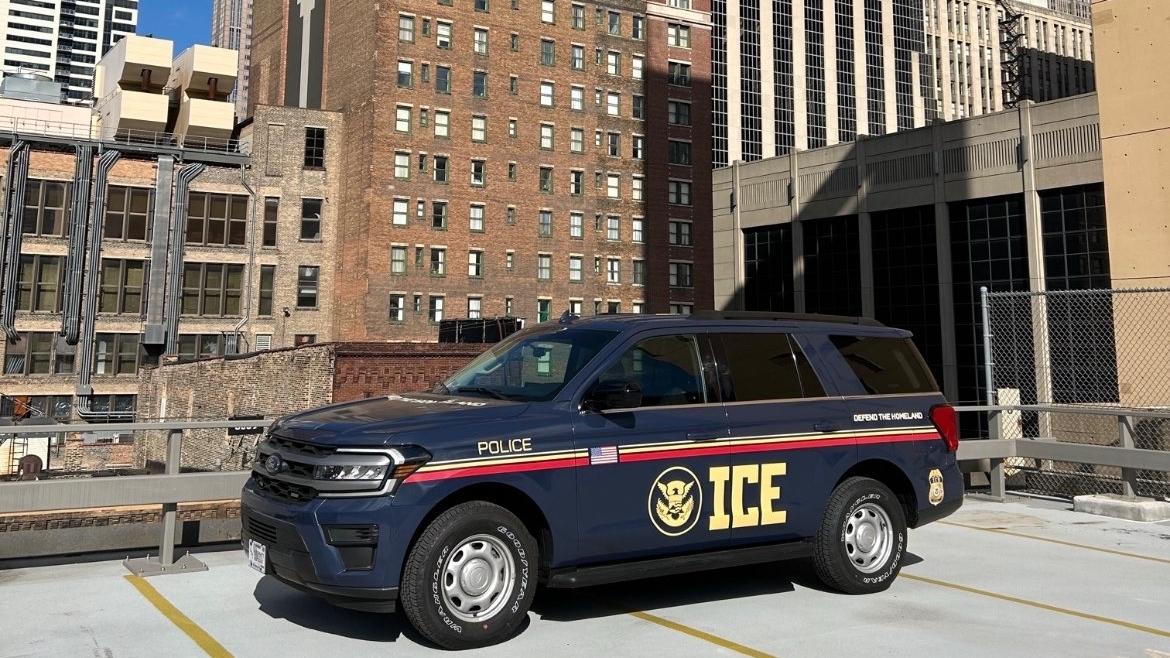 An Immigration and Customs Enforcement vehicle is pictured in Chicago in an image uploaded to social media by the agency on Sept. 8, 2025. (Credit: ICE)
