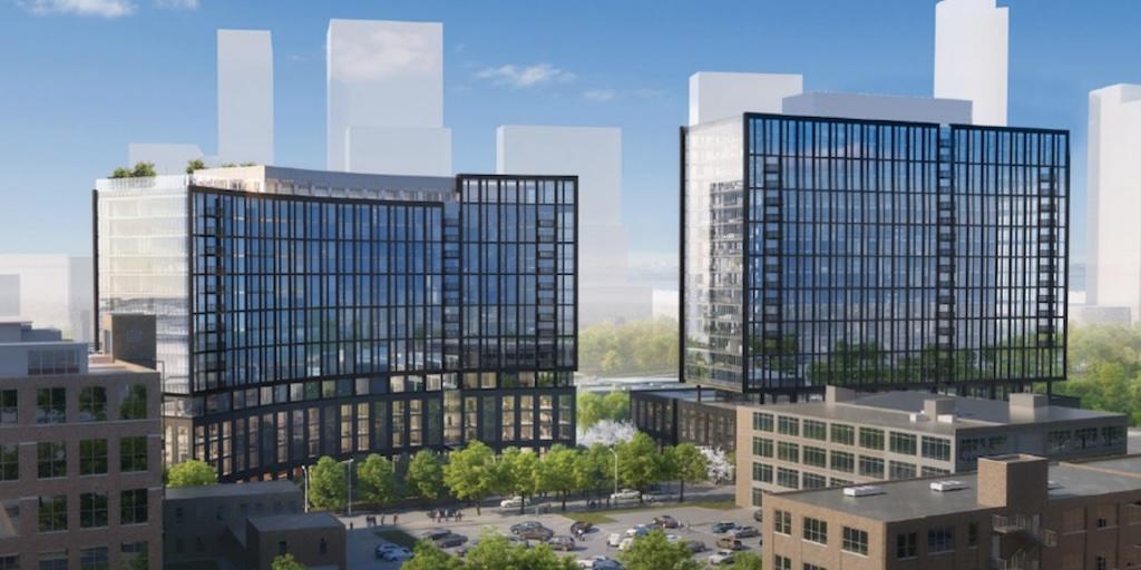 A rendering of Sterling Bay’s planned residential buildings at 1840 N. Marcey St. (Courtesy of Sterling Bay)