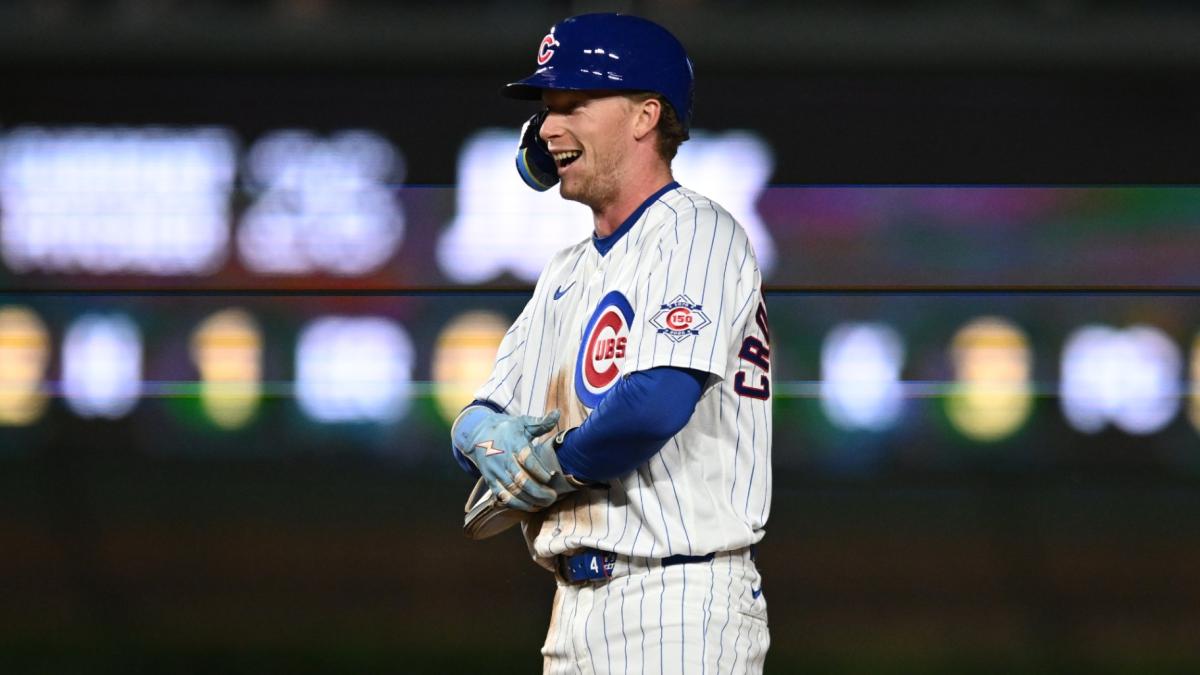 Chicago Cubs' Pete Crow-Armstrong celebrates after stealing second base during the third inning of a baseball game against the Miami Marlins Tuesday, Sept. 22, 2026, in Chicago. (AP Photo / Paul Beaty)