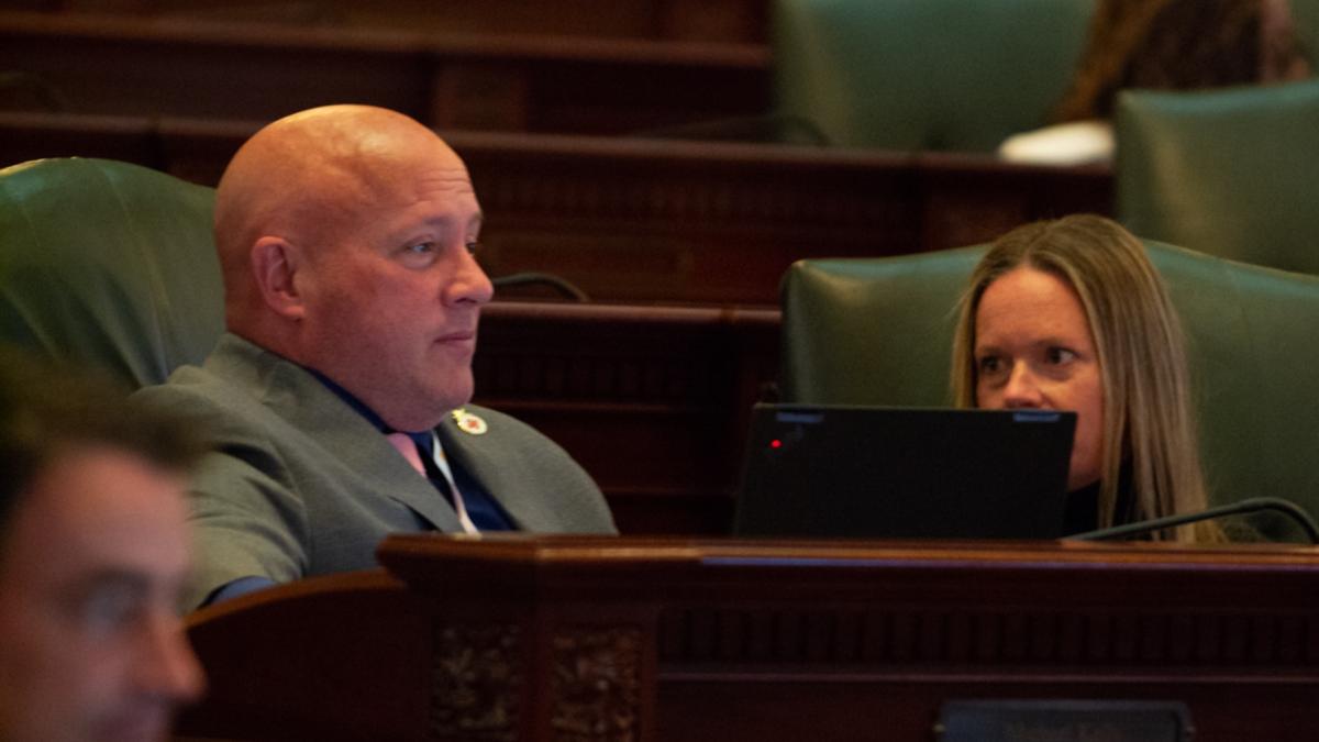 State Rep. Mike Kelly, D-Chicago, is pictured on the floor of the Illinois House on Tuesday, May 20, 2025. (Jerry Nowicki / Capitol News Illinois)