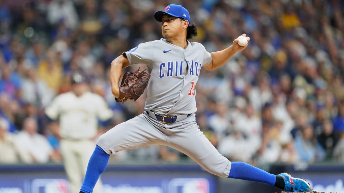 Chicago Cubs starting pitcher Shota Imanaga (18) delivers during the first inning of Game 2 of baseball's National League Division Series against the Milwaukee Brewers Monday, Oct. 6, 2025, in Milwaukee. (AP Photo / Kayla Wolf)