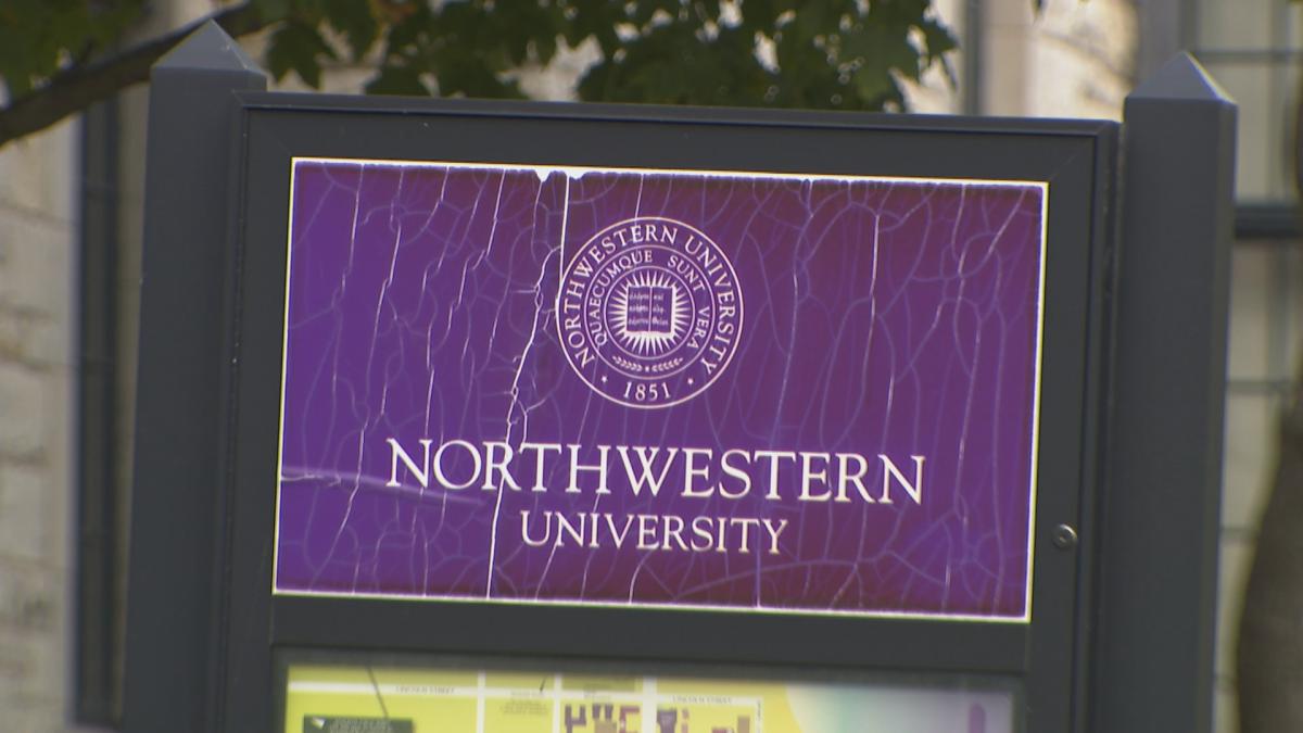 A Northwestern University sign is pictured on campus. (WTTW News)